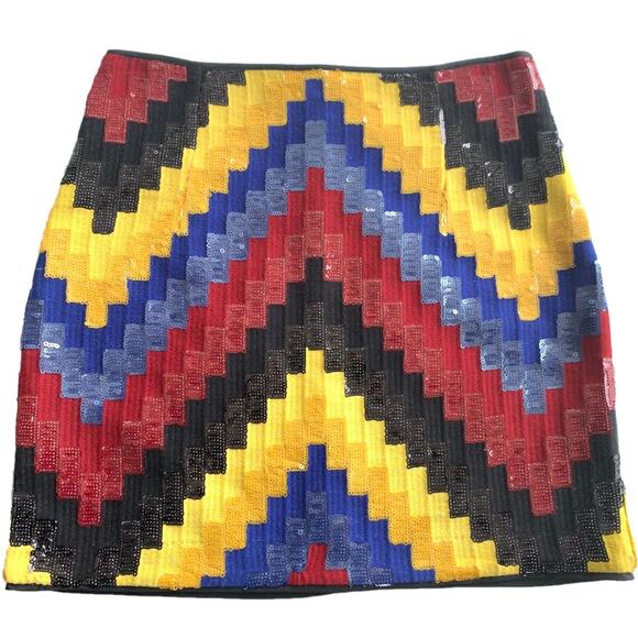 H&M Zigzag Sequin Mini Skirt Size 8 - Picture 15 of 16